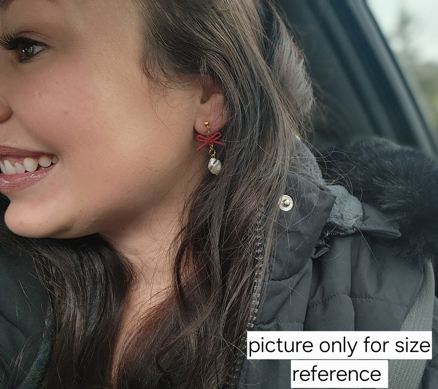 Petite Red Bows with Silver Stud