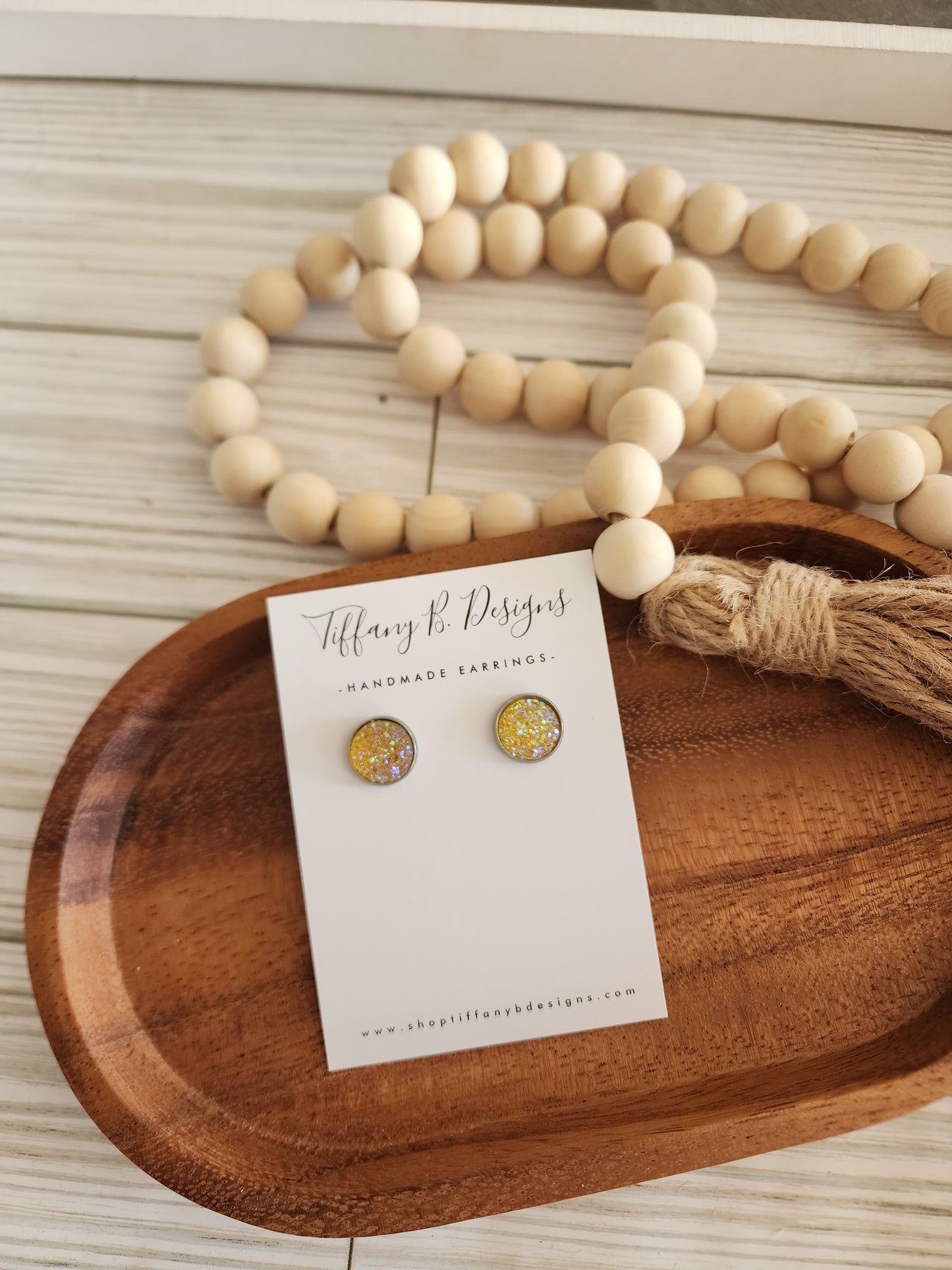 Yellow Glitter Studs