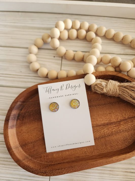 Yellow Glitter Studs