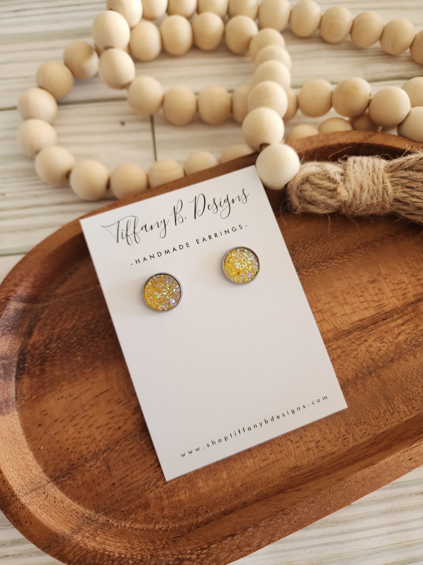 Yellow Glitter Studs