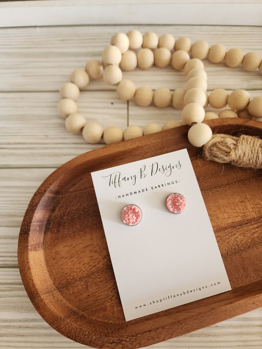 Dusty Pink Druzy Stud