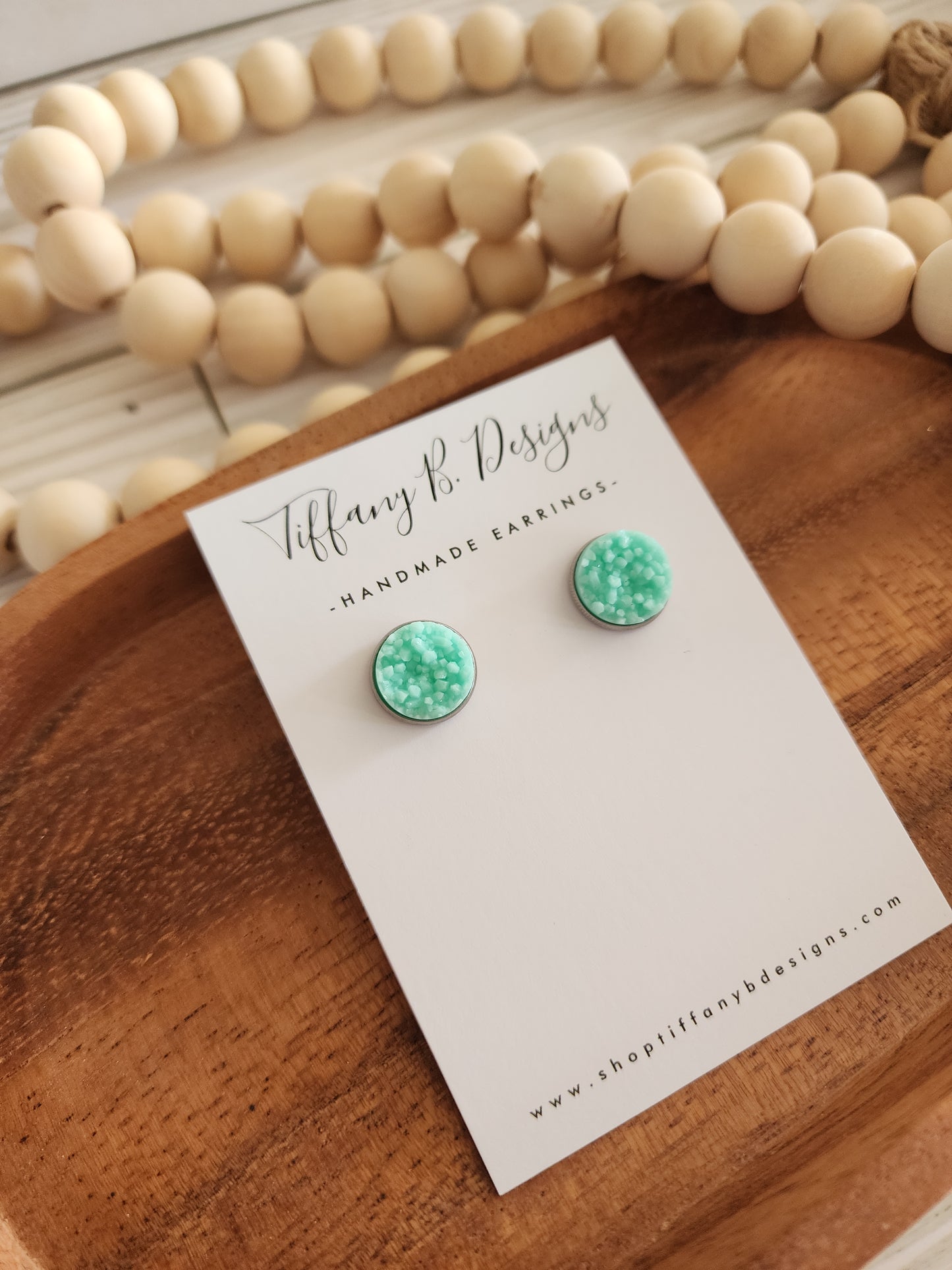 Mint Druzy Stud