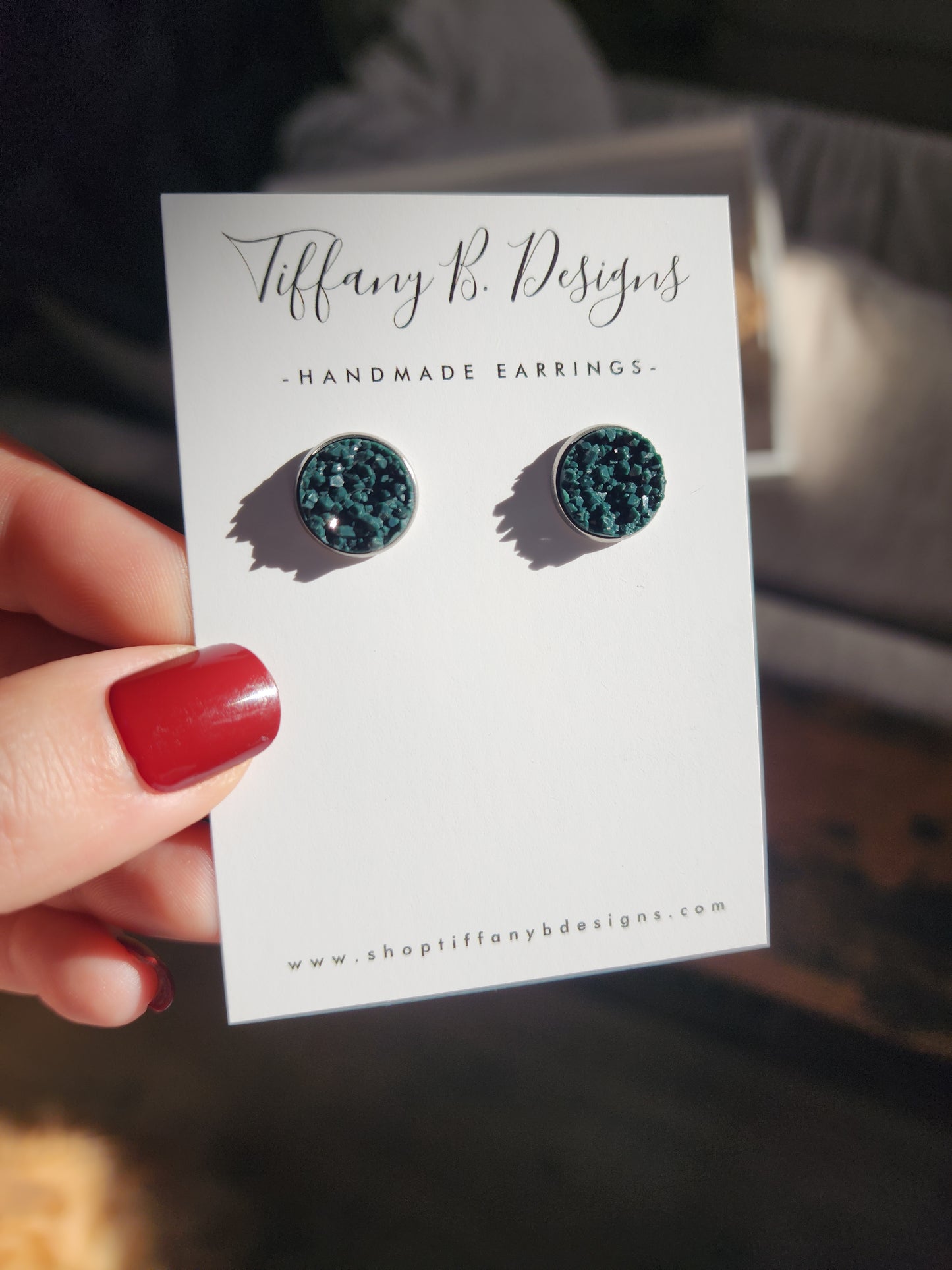Evergreen Druzy Studs