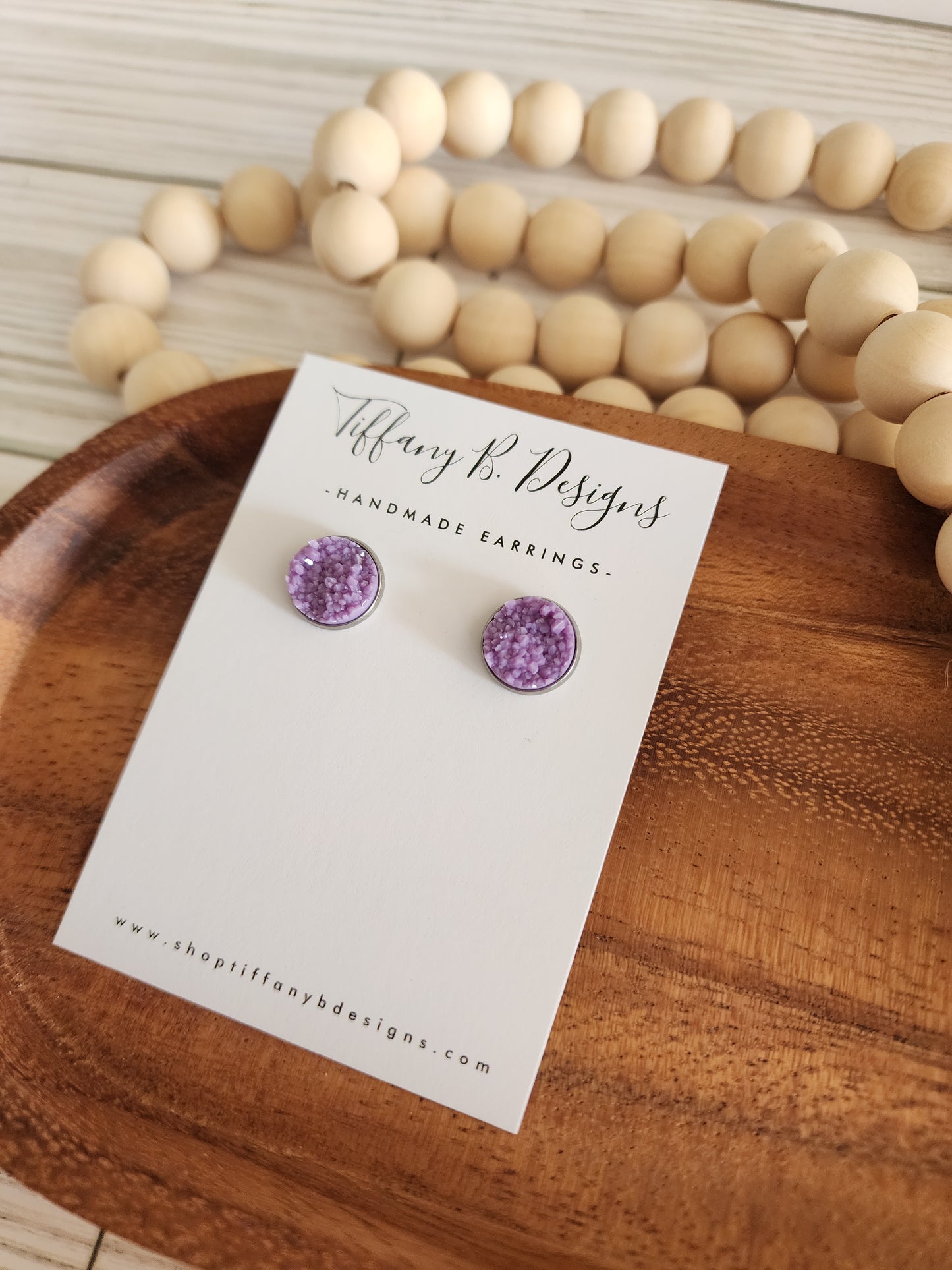 Light Purple Druzy Stud