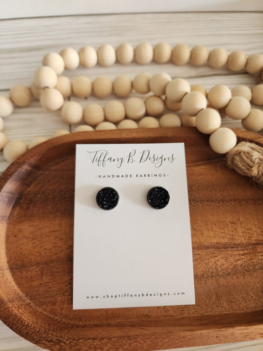 Black Druzy Stud
