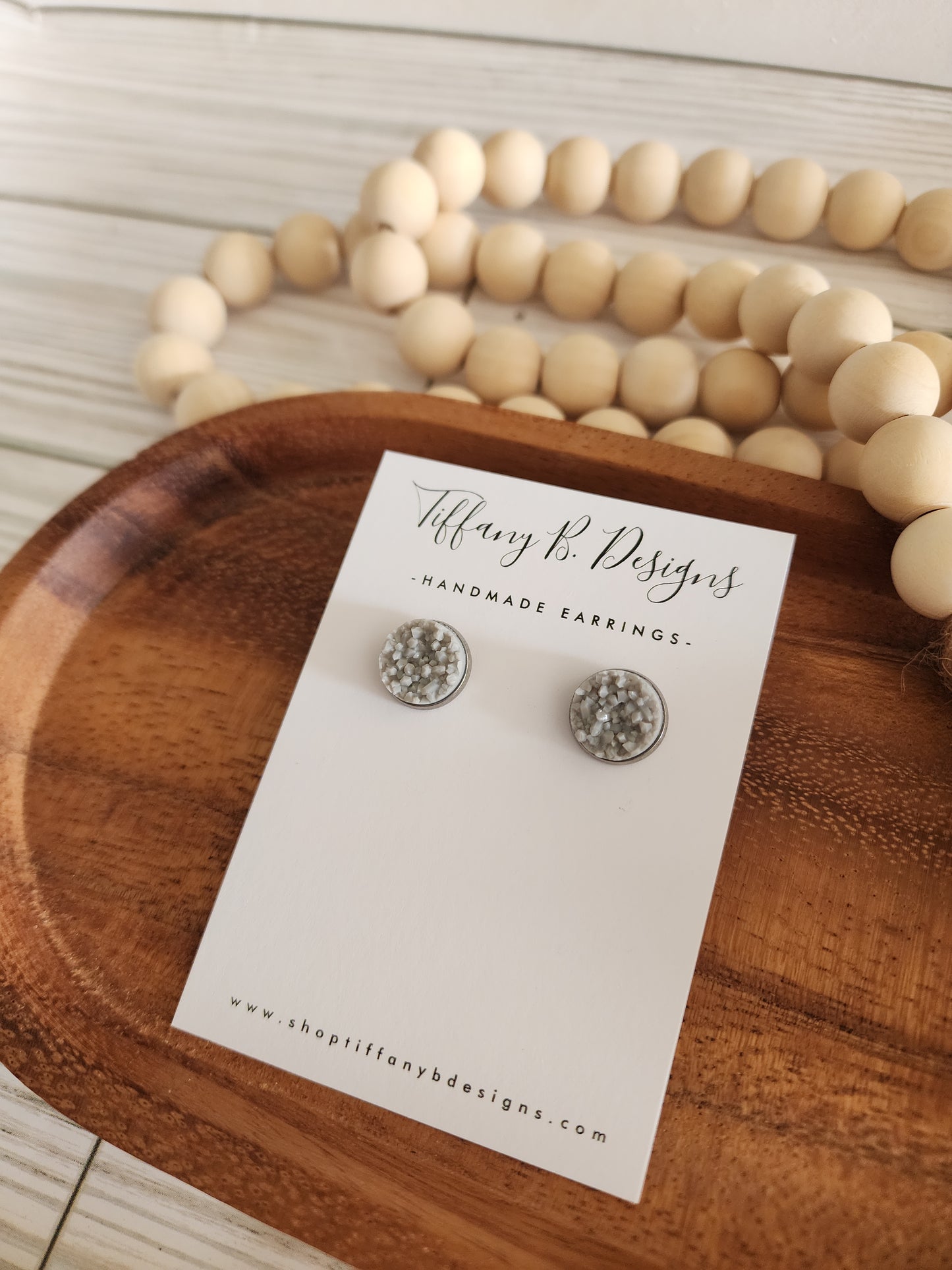 Grey Druzy Stud