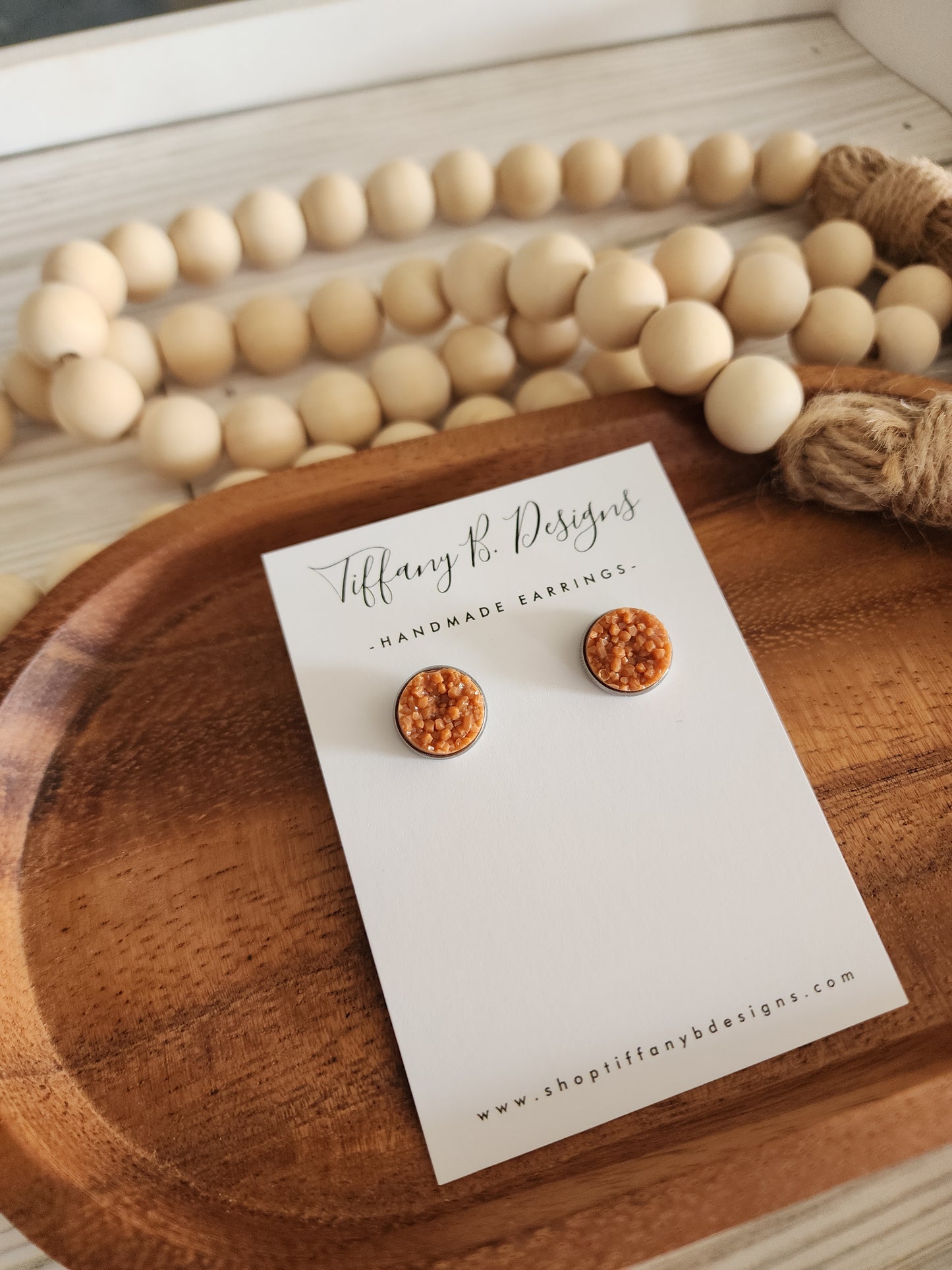Cinnamon Druzy Stud