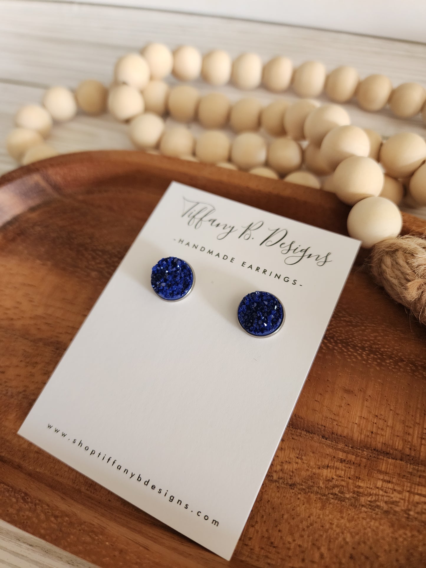 Navy Blue Druzy Stud
