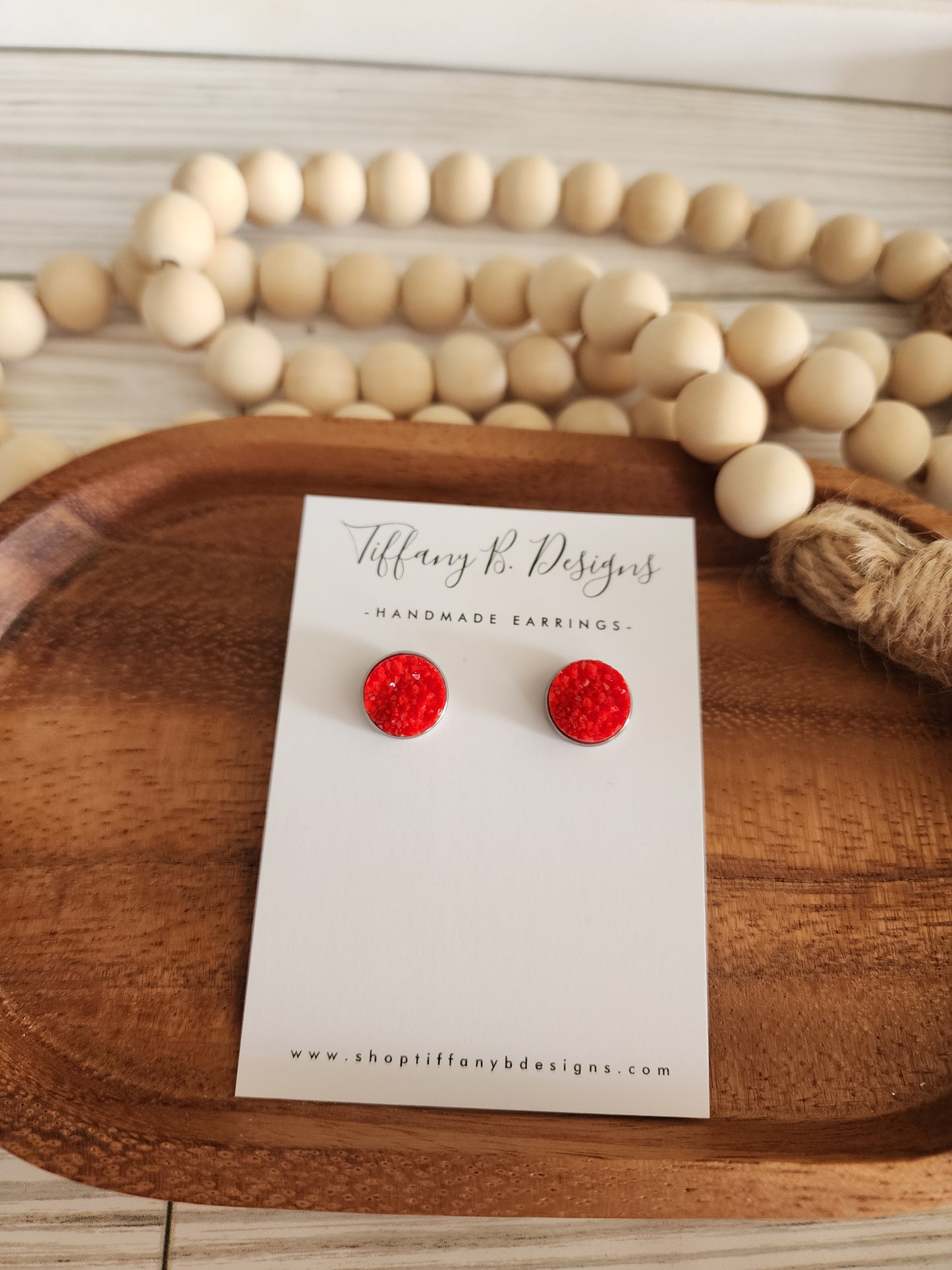 Red Druzy Stud