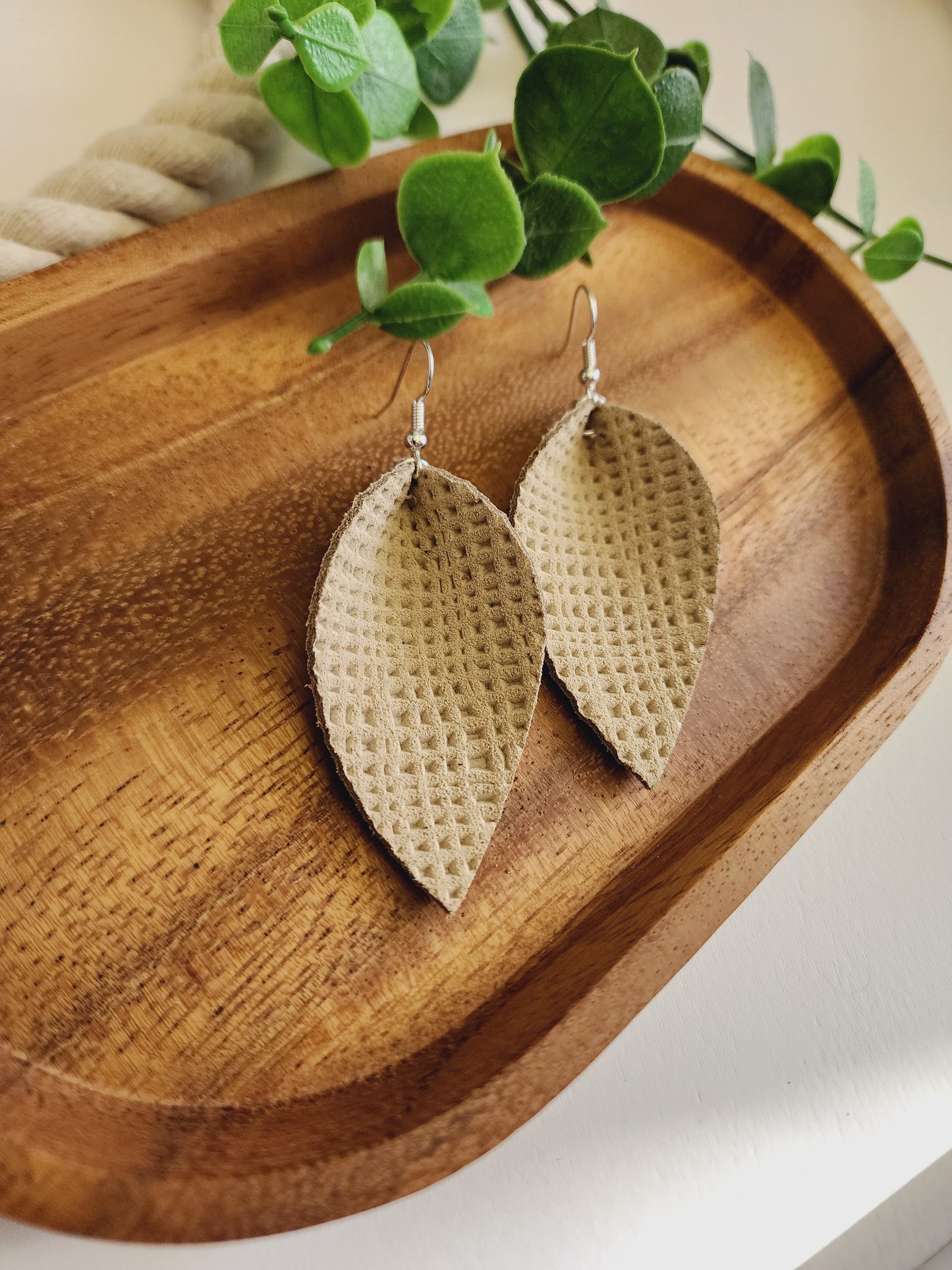 Beige Pinched Petal Earrings