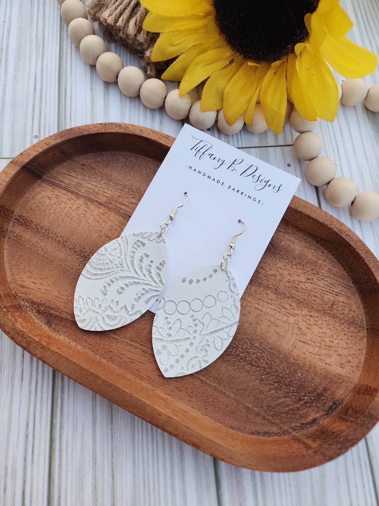 White Faux Leather Earrings