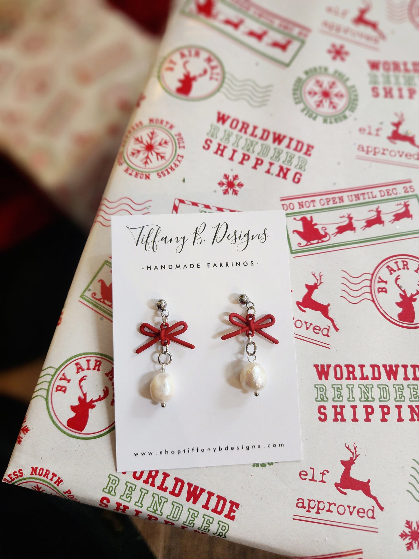 Petite Red Bows with Silver Stud