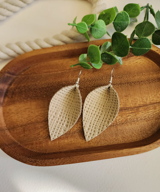 Beige Pinched Petal Earrings