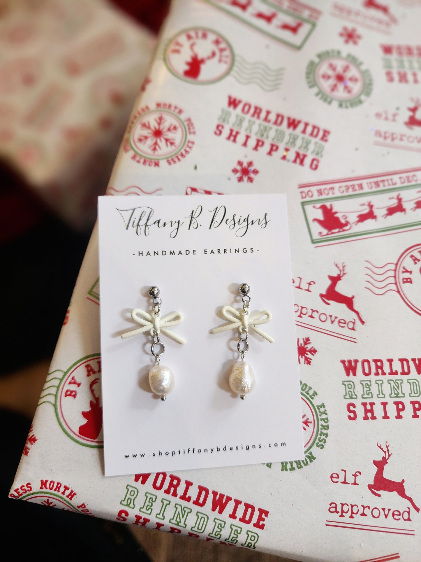 Petite White Bows with Silver Stud
