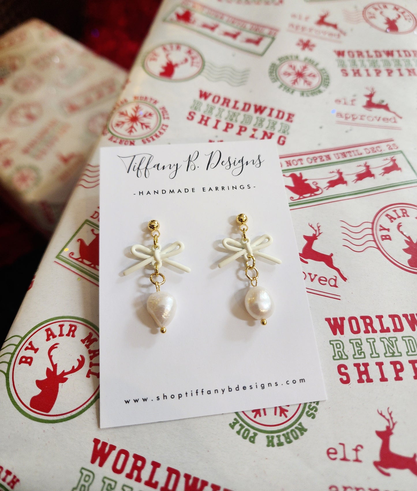 Petite White Bows with Gold Stud