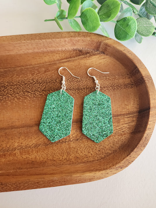Green Glitter Earrings