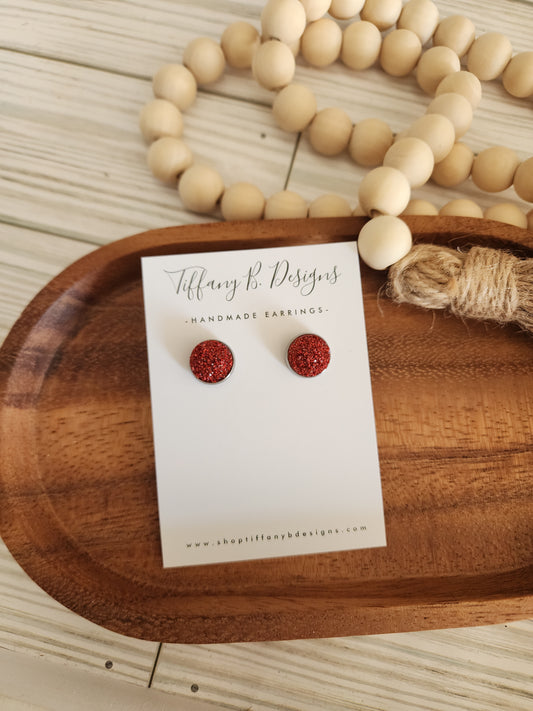 Red Glitter Studs