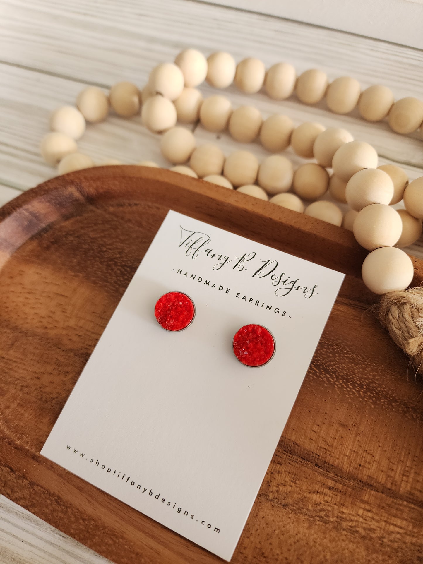 Red Druzy Stud