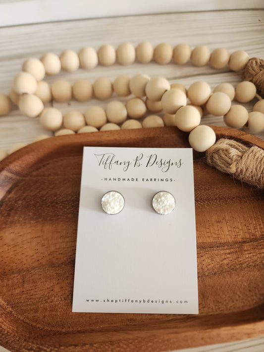 White Druzy Stud