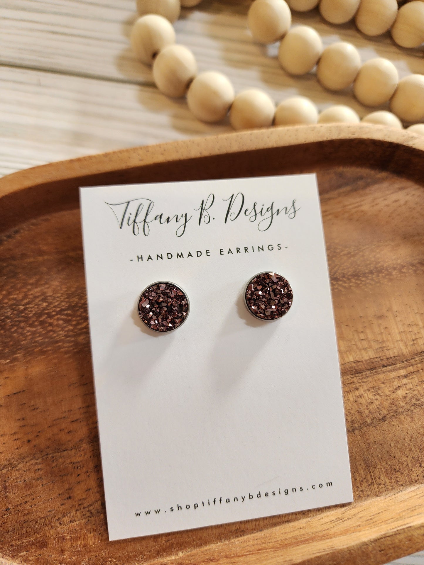 Chocolate Gunmetal Druzy Stud
