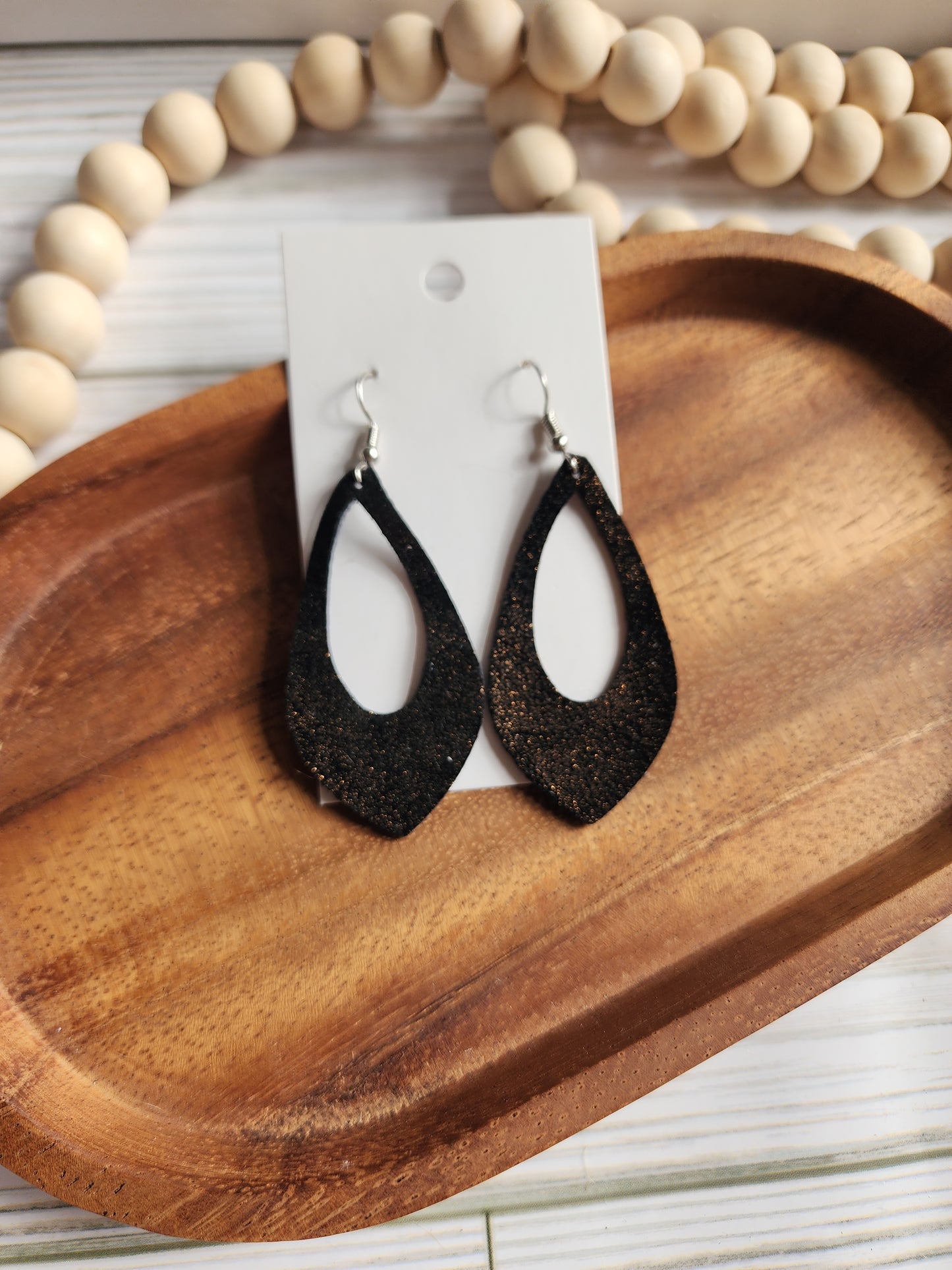 Small Black & Gold Glimmer Cut-Out Earrings