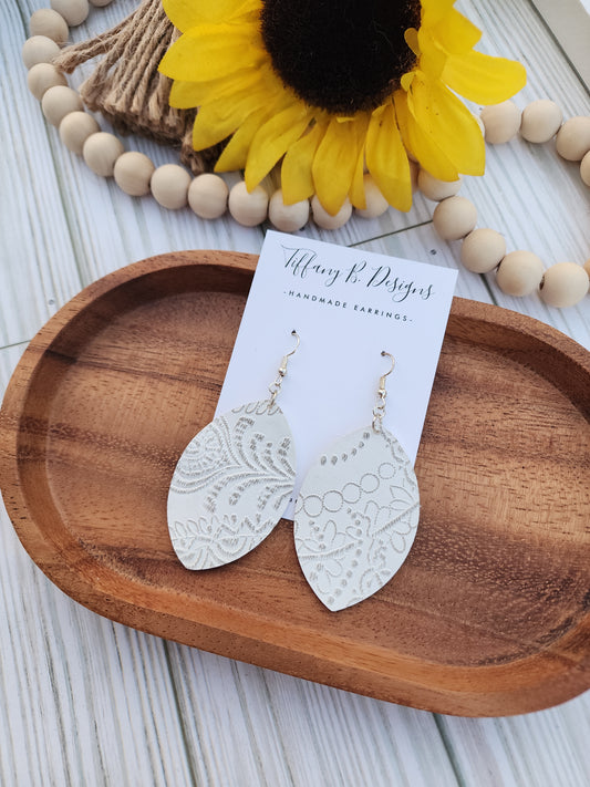 White Faux Leather Earrings