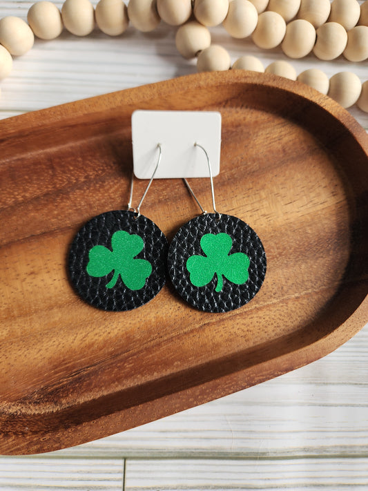 Black with Green Shamrock Earrings