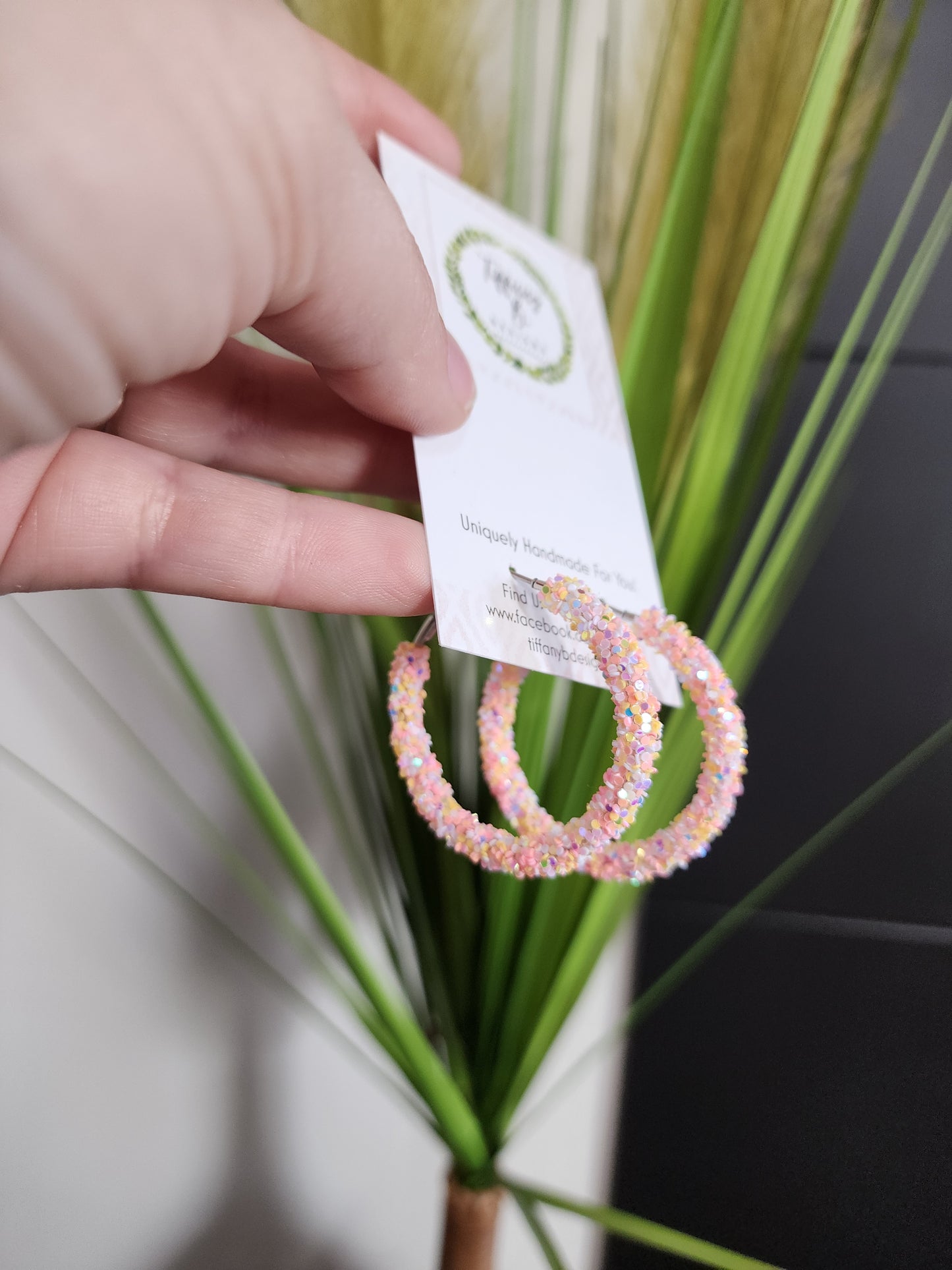 Colorful Coral Glitter Hoops