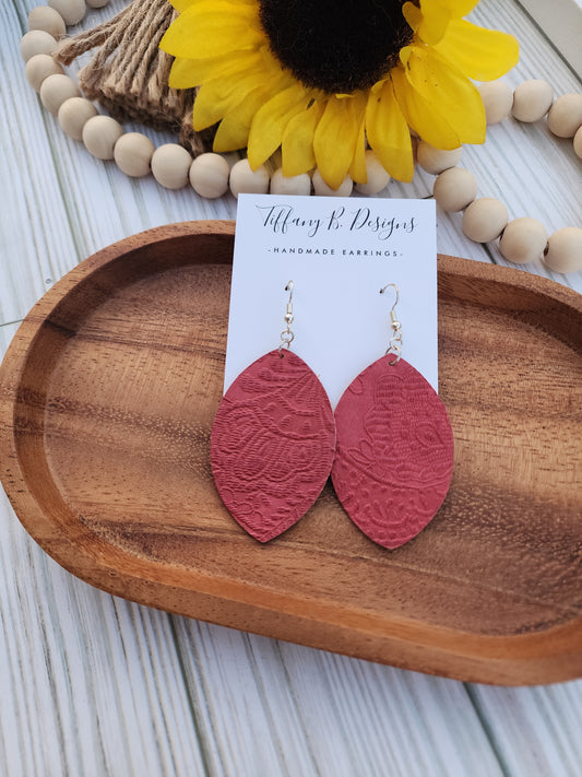 Red Faux Leather Earrings
